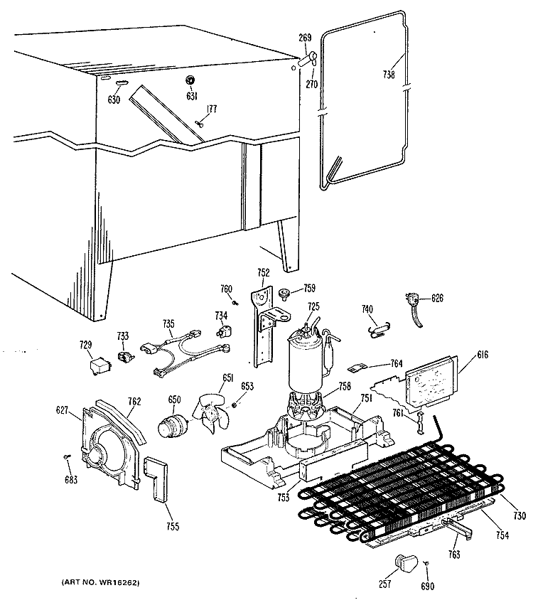 Section Diagram and Parts List for TFX19LJB  General Electric Refrigerator