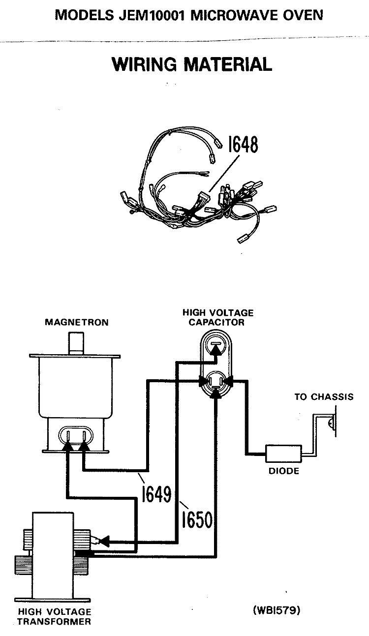 MICROWAVE OVEN Diagram and Parts List for JEM10001  General Electric Microwave