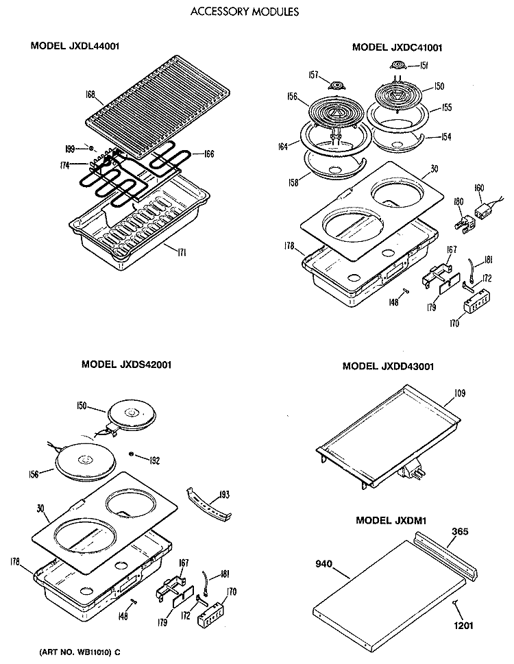 ACCESSORY MODULES Diagram and Parts List for JP362B9K1  General Electric Cooktop