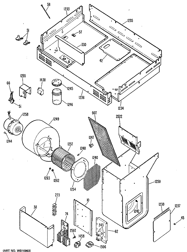 Section Diagram and Parts List for JP672B9K1  General Electric Cooktop