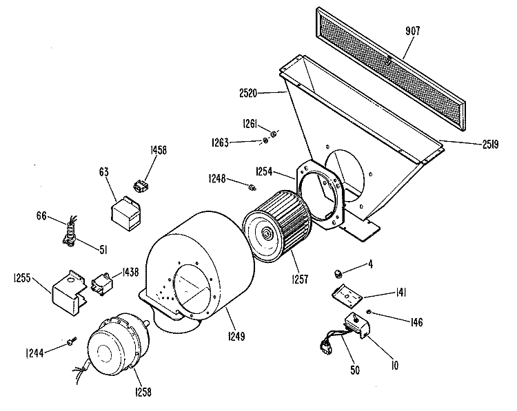 Section Diagram and Parts List for JXDV69901  General Electric Cooktop