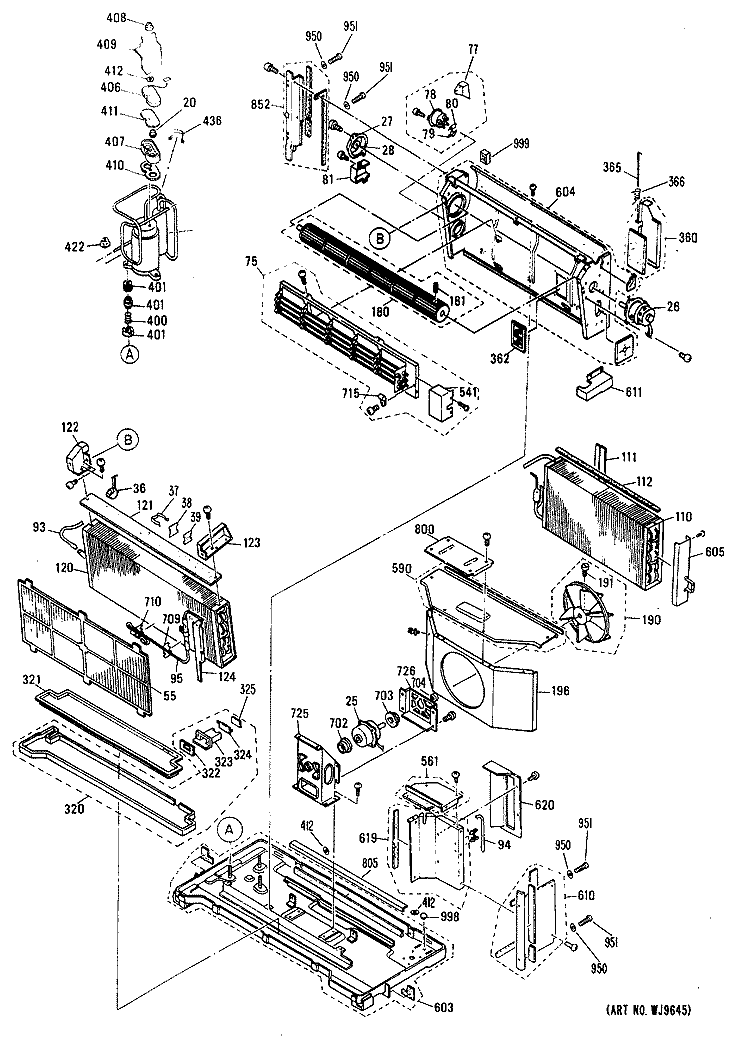 Section Diagram and Parts List for AZC706DBV1  General Electric Air Conditioner