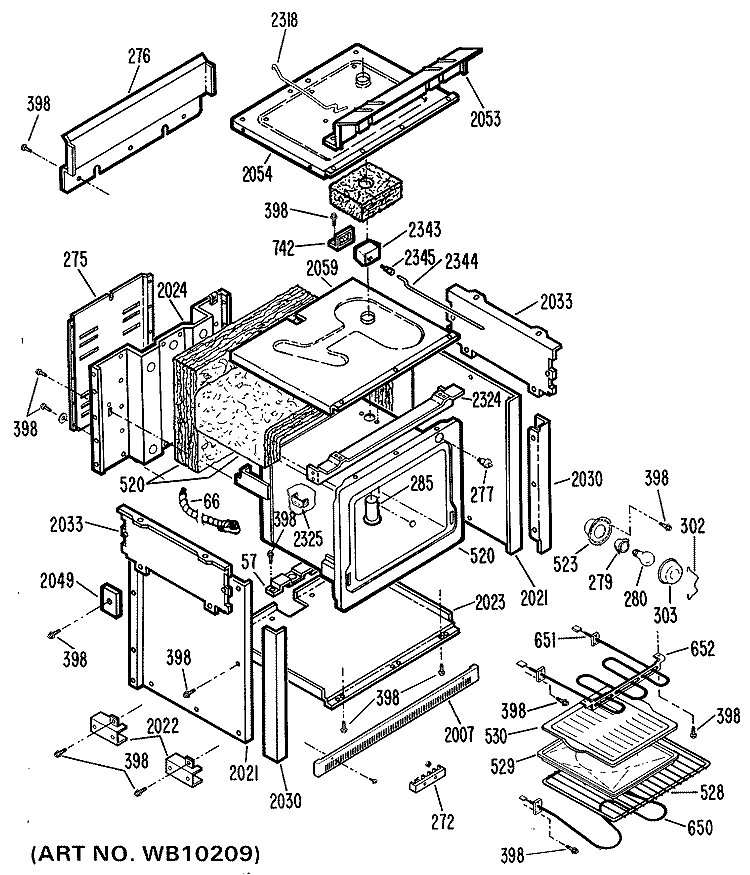 Section Diagram and Parts List for JDP36GH1  General Electric Range
