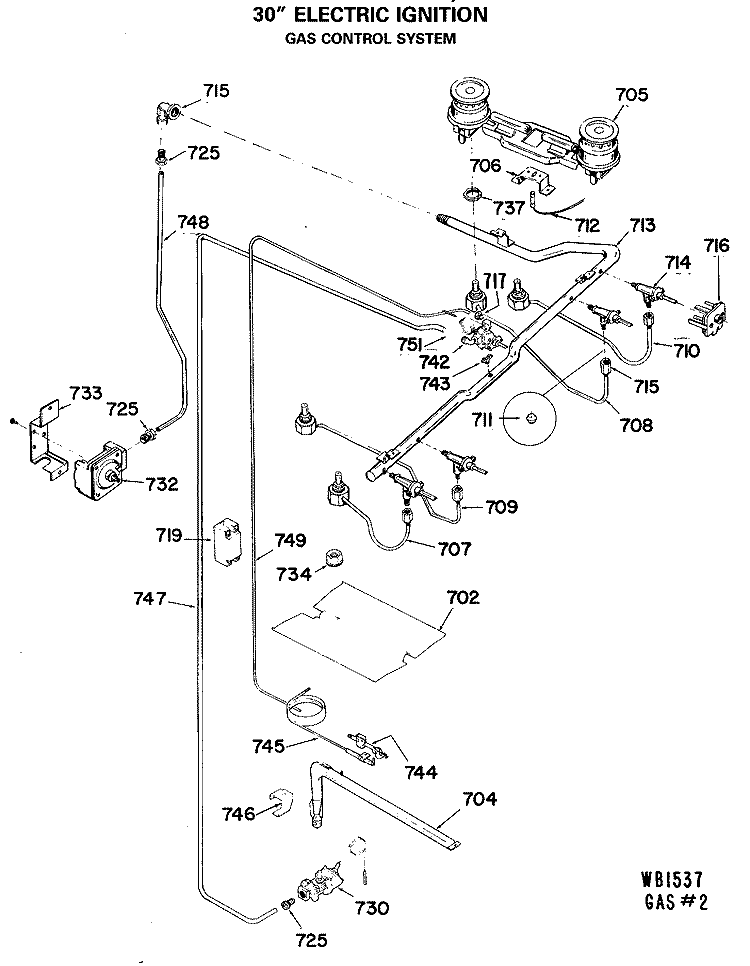 30" ELECTRIC IGNITION Diagram and Parts List for JGBS16EJ1  General Electric Range