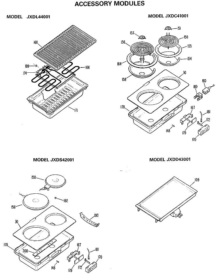 ACCESSORY MODULES Diagram and Parts List for JP370B9K2  General Electric Cooktop