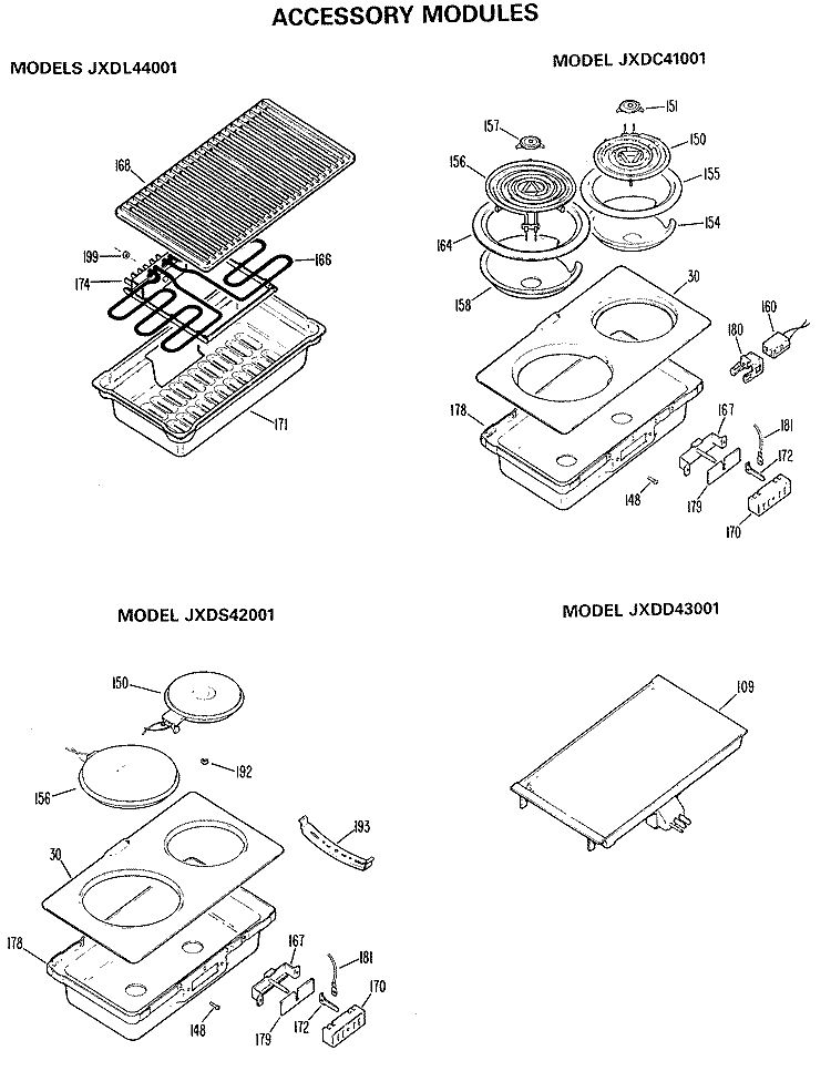 ACCESSORY MODULES Diagram and Parts List for JP672B9K3  General Electric Cooktop