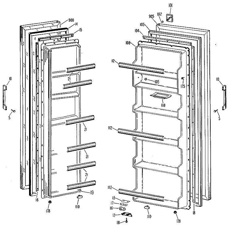 Section Diagram and Parts List for TFX19LJE  General Electric Refrigerator