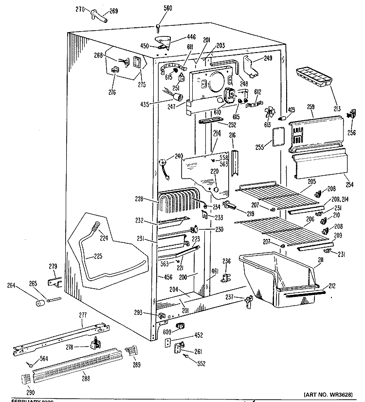 FREEZER SECTION Diagram and Parts List for TFX20DJE  General Electric Refrigerator