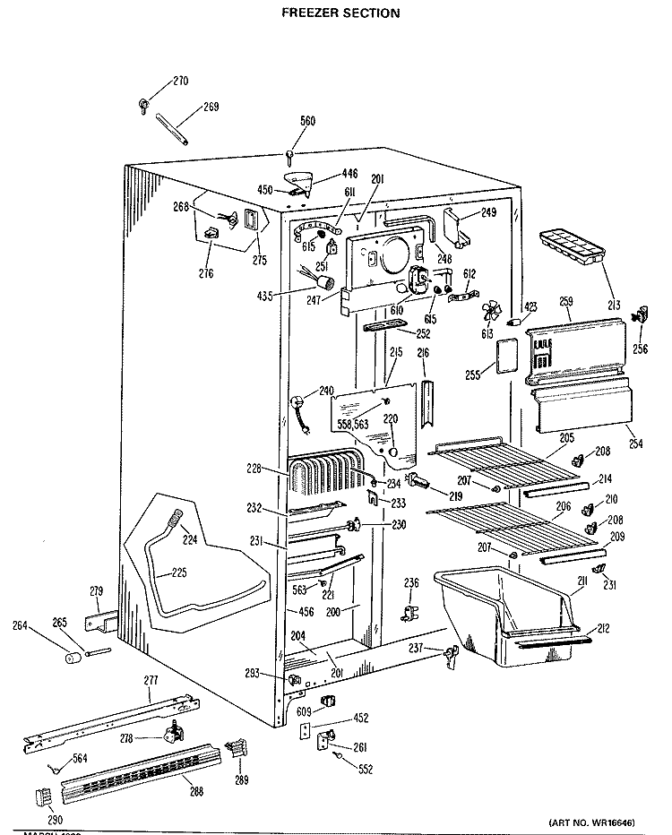 FREEZER SECTION Diagram and Parts List for TFX22KJF  General Electric Refrigerator