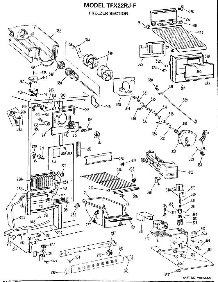 FREEZER SECTION Diagram and Parts List for TFX22RJF  General Electric Refrigerator