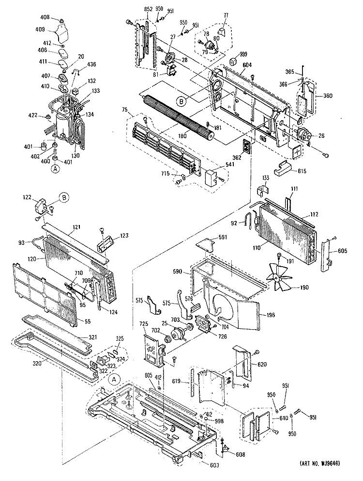 Section Diagram and Parts List for AZW312DBV1  General Electric Air Conditioner