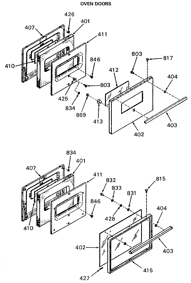 OVEN DOORS Diagram and Parts List for JGBS15GPK1  General Electric Range