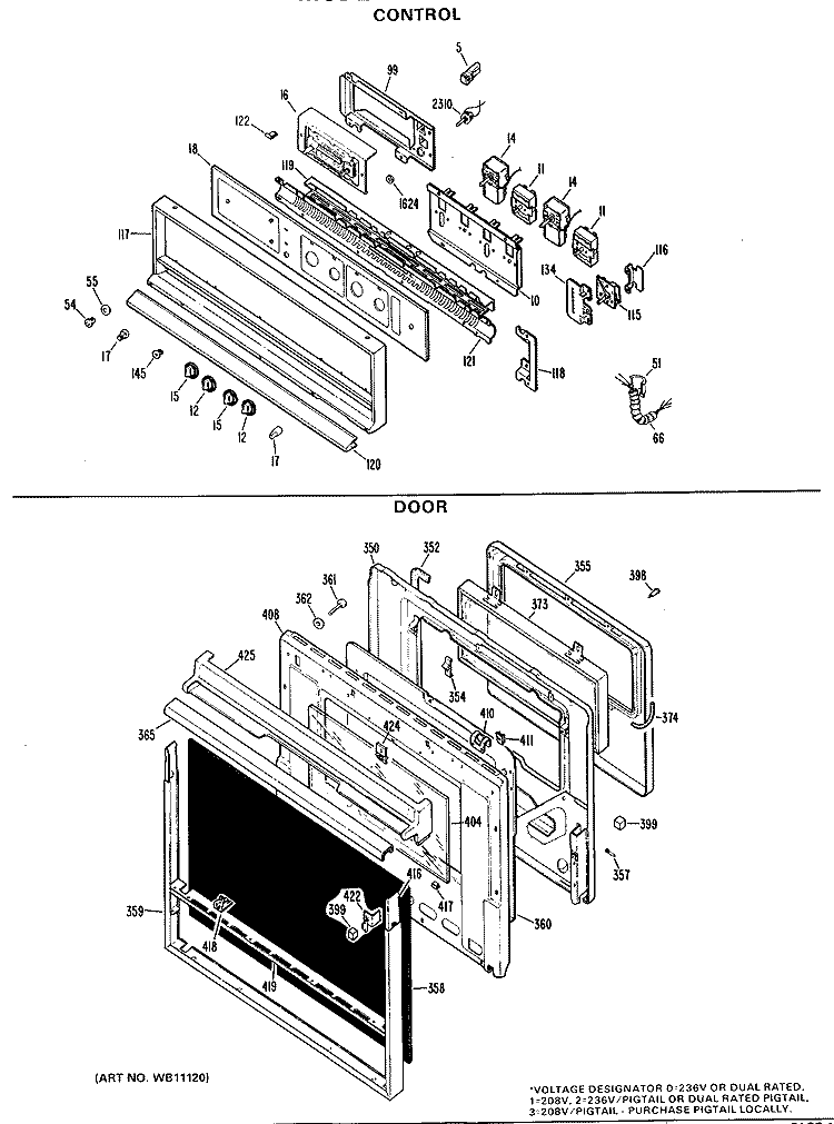 CONTROL Diagram and Parts List for JKP38G*J4  General Electric Wall Oven