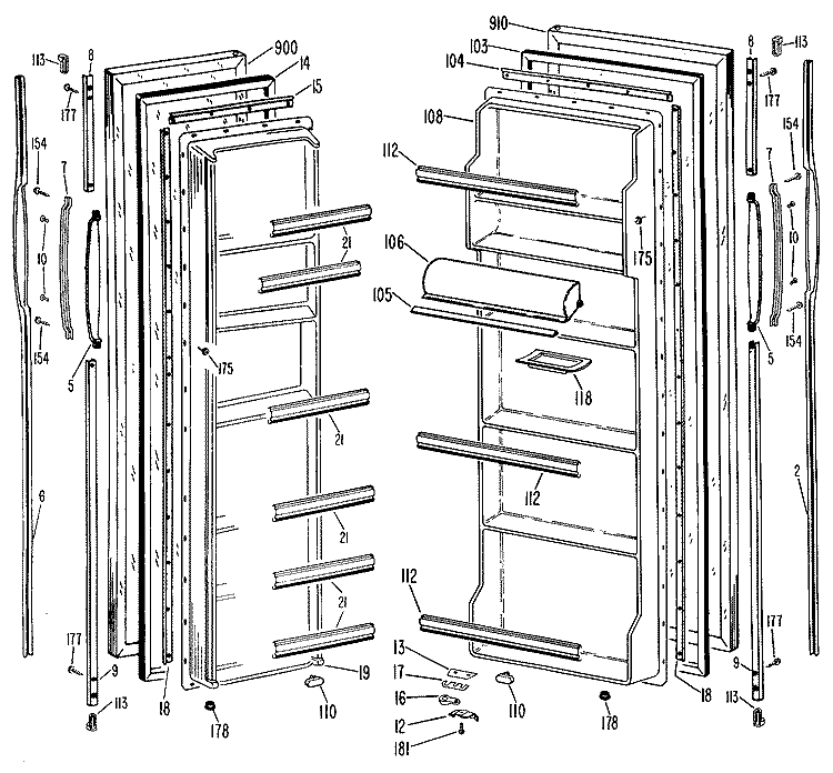 Section Diagram and Parts List for TFX20KKB  General Electric Refrigerator