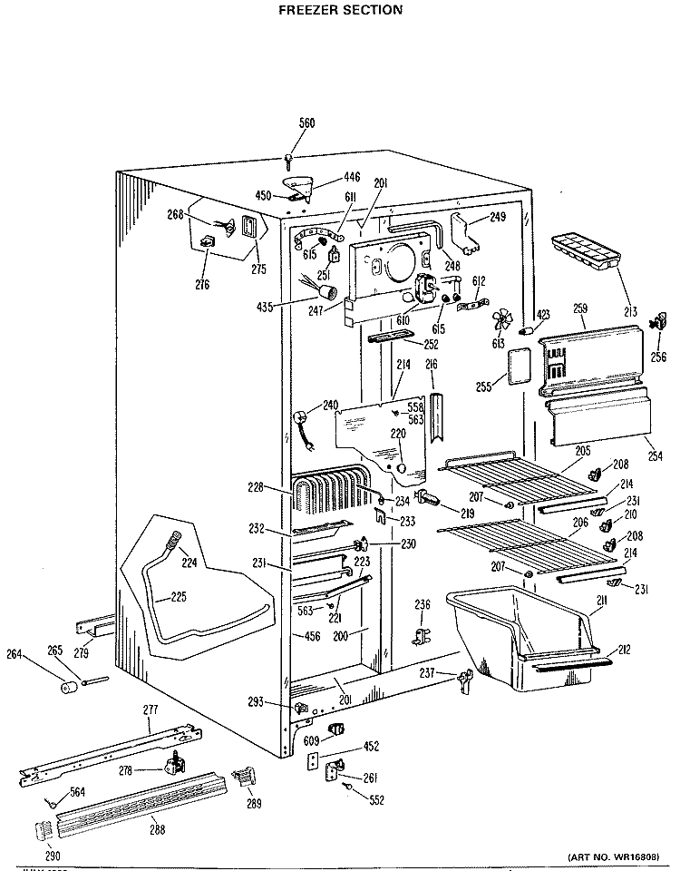 FREEZER SECTION Diagram and Parts List for TFX20KKB  General Electric Refrigerator