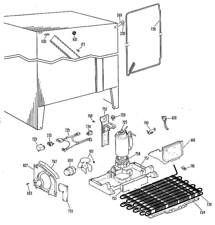 Section Diagram and Parts List for TFX20KKB  General Electric Refrigerator