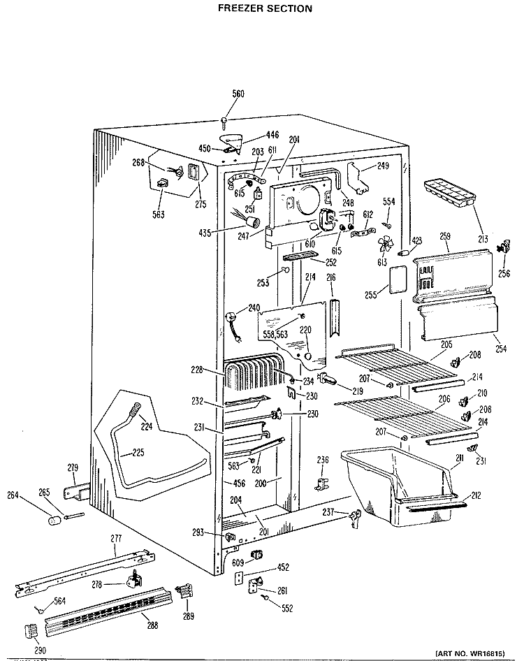 FREEZER SECTION Diagram and Parts List for TFX22ZKB  General Electric Refrigerator
