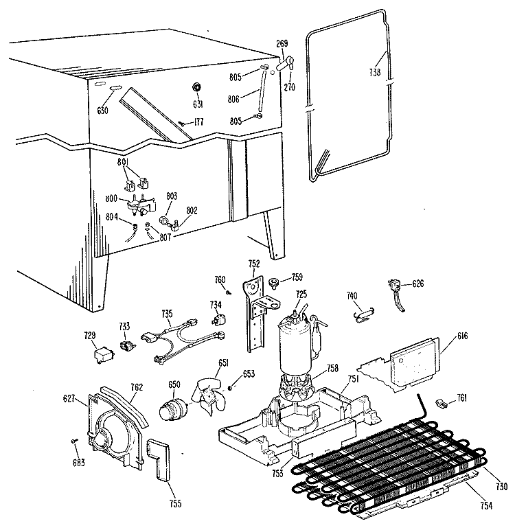 Section Diagram and Parts List for TFX22RKB  General Electric Refrigerator