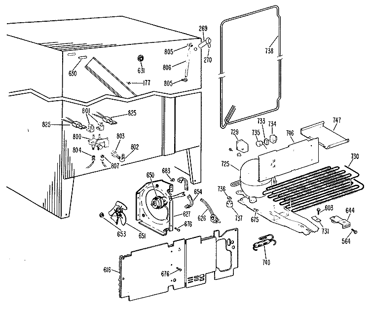 Section Diagram and Parts List for TFX27EKC  General Electric Refrigerator