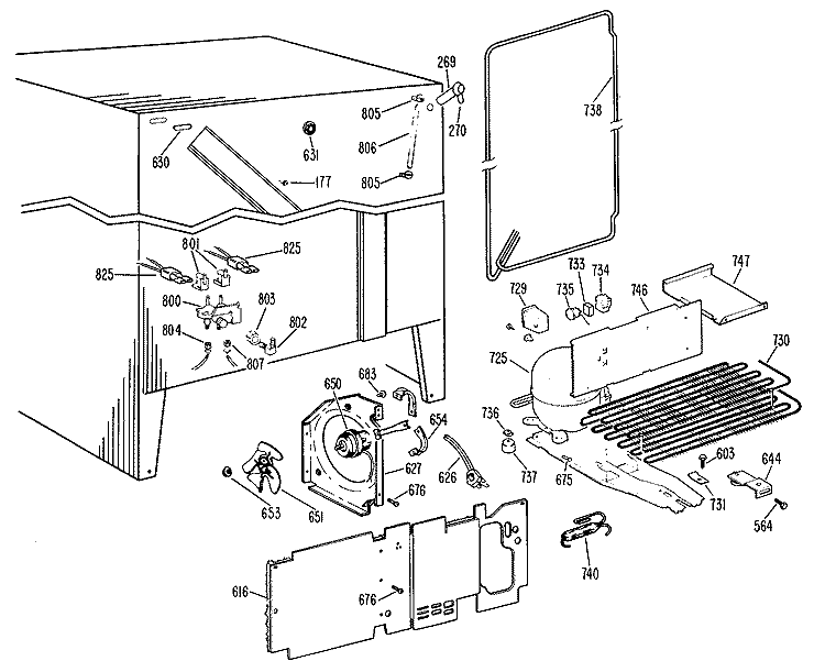 Section Diagram and Parts List for TFX27FKC  General Electric Refrigerator
