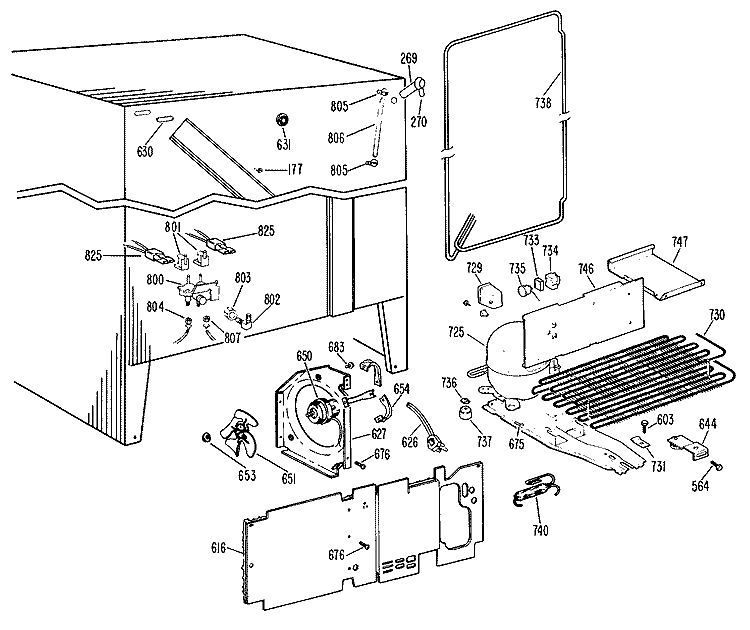 Section Diagram and Parts List for TFX27RKC  General Electric Refrigerator