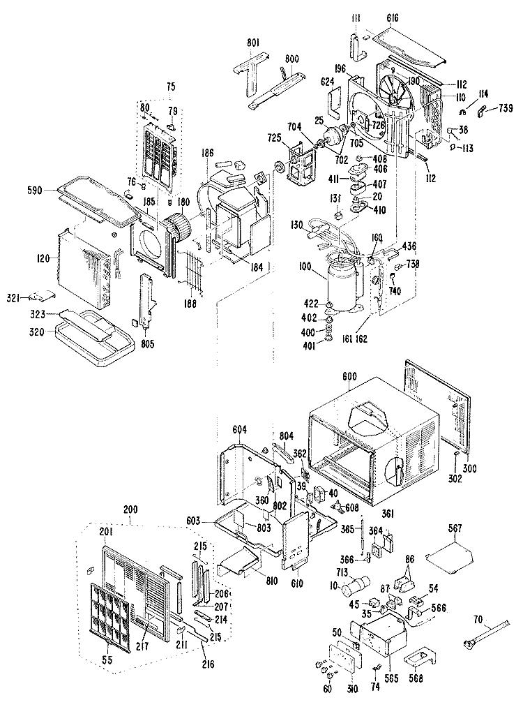 Section Diagram and Parts List for APS12DBV2  General Electric Air Conditioner