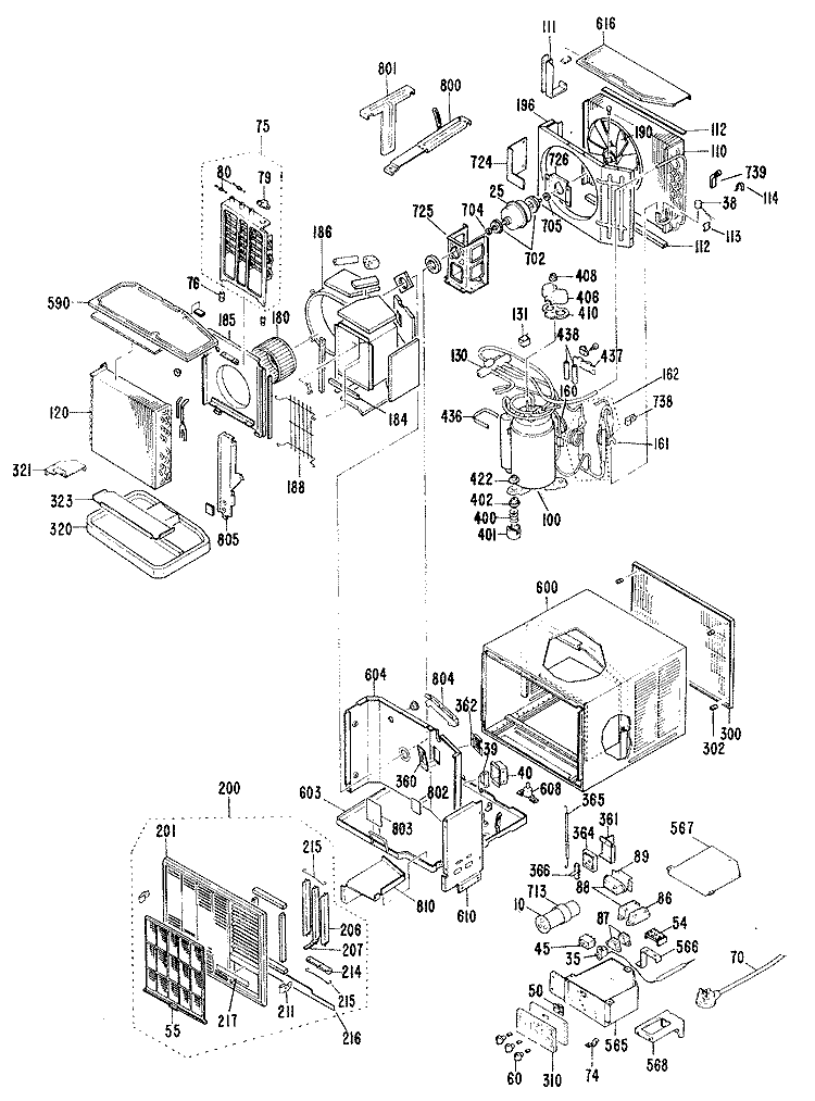 Section Diagram and Parts List for APS12DBV2  General Electric Air Conditioner