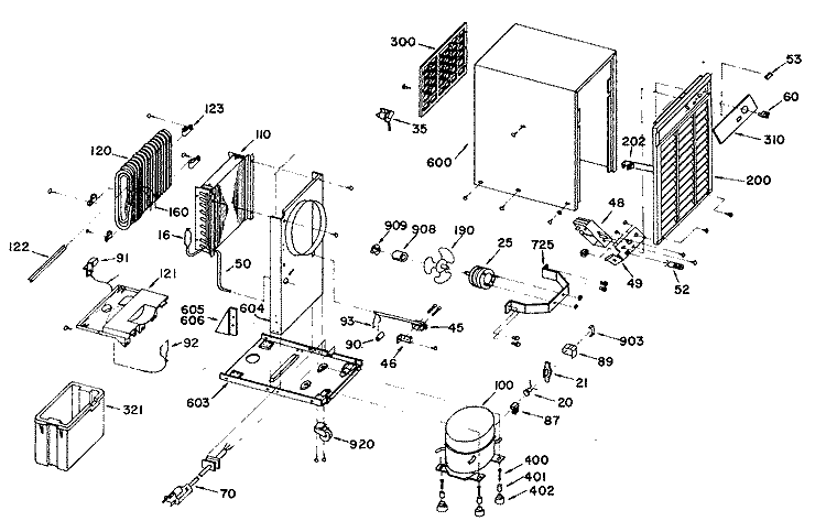 Section Diagram and Parts List for AHD21SCS1  General Electric Dehumidifier