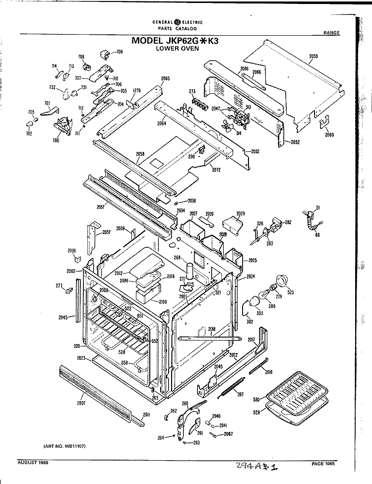 LOWER OVEN Diagram and Parts List for JKP62G*K3  General Electric Microwave Oven Combo