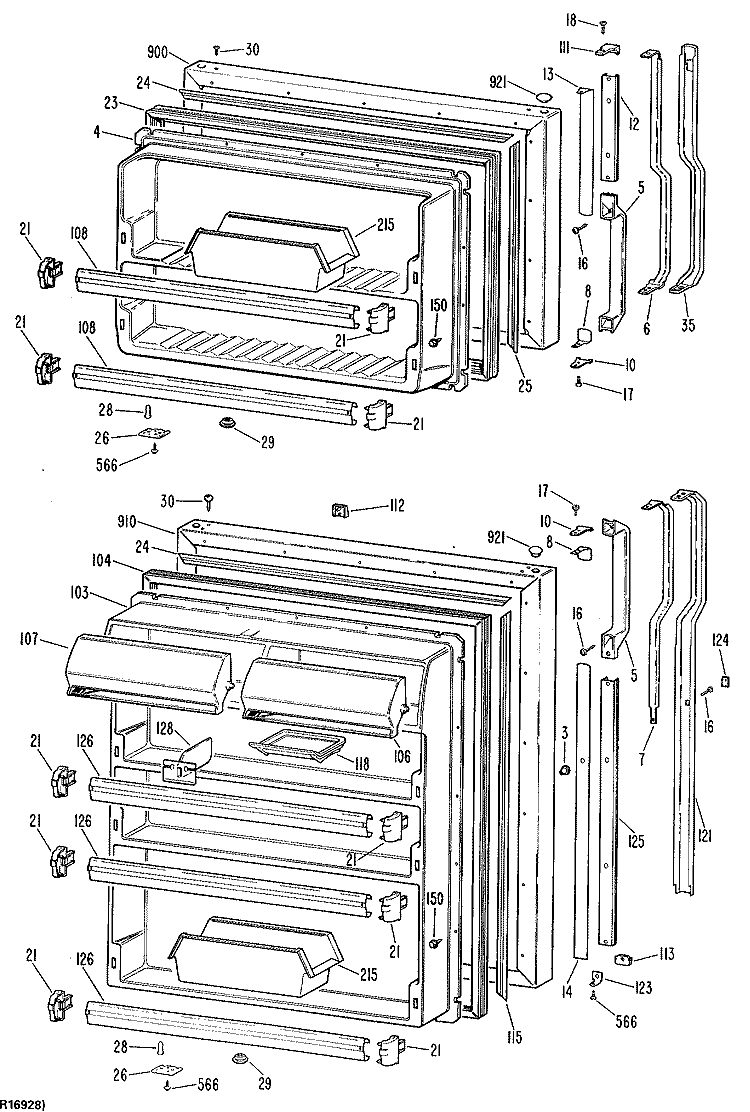 Section Diagram and Parts List for TBX24ZKCR  General Electric Refrigerator