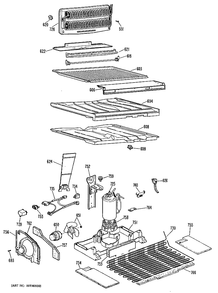 Section Diagram and Parts List for TBX24ZKCR  General Electric Refrigerator
