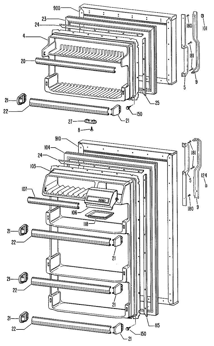 Section Diagram and Parts List for TB15SKBRAD  General Electric Refrigerator