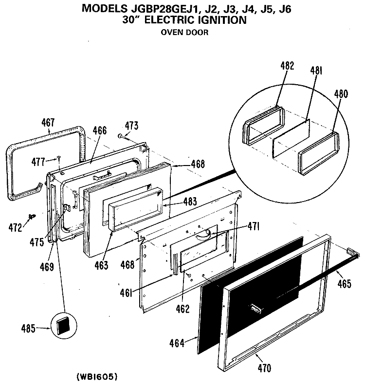30" ELECTRIC IGNITION Diagram and Parts List for JGBP28GEJ6  General Electric Range