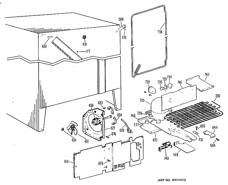 Section Diagram and Parts List for TFX20KKC  General Electric Refrigerator