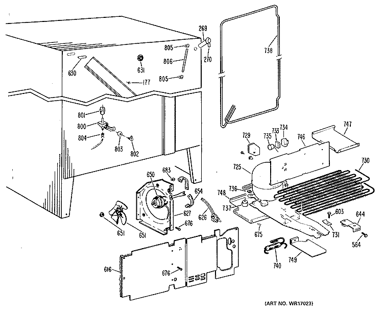 Section Diagram and Parts List for TFX20RKD  General Electric Refrigerator