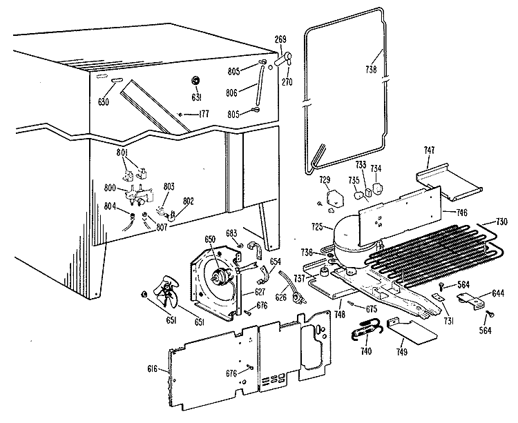 Section Diagram and Parts List for TFX22RKD  General Electric Refrigerator