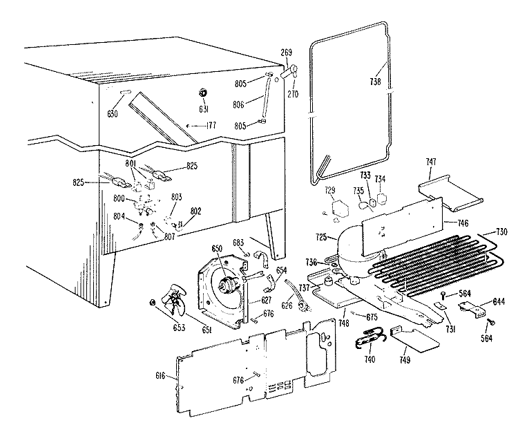 Section Diagram and Parts List for TFX24FKC  General Electric Refrigerator