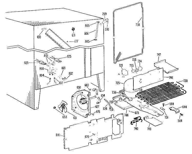 Section Diagram and Parts List for TFX24RKD  General Electric Refrigerator