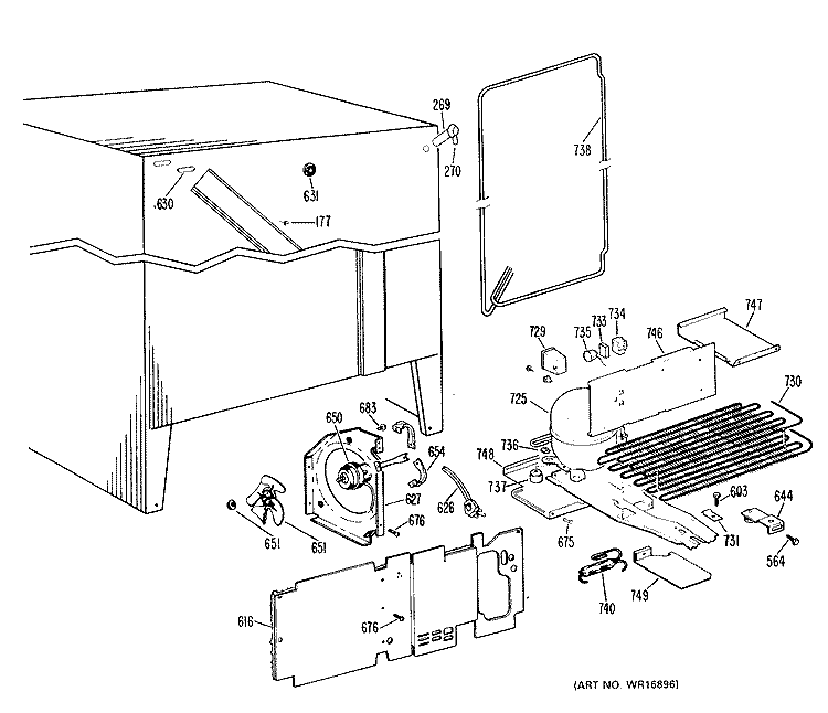 Section Diagram and Parts List for TFX24ZKC  General Electric Refrigerator