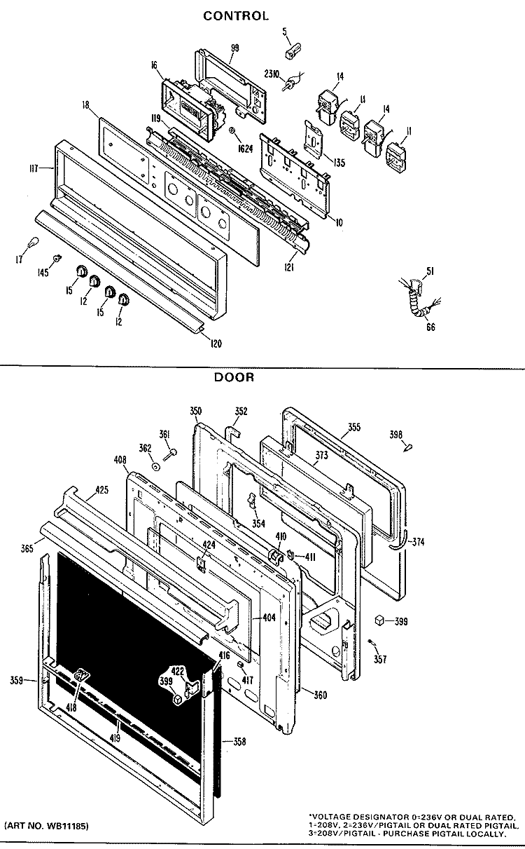 CONTROL Diagram and Parts List for JKP27G*J4  General Electric Wall Oven
