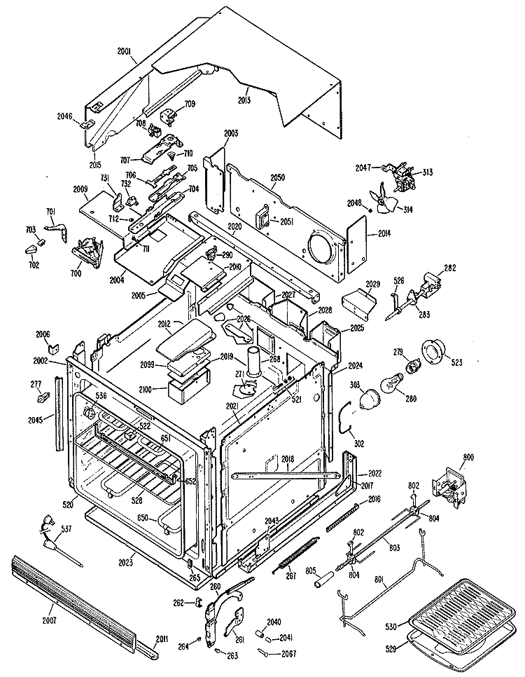 Section Diagram and Parts List for JKP16G*J5  General Electric Wall Oven