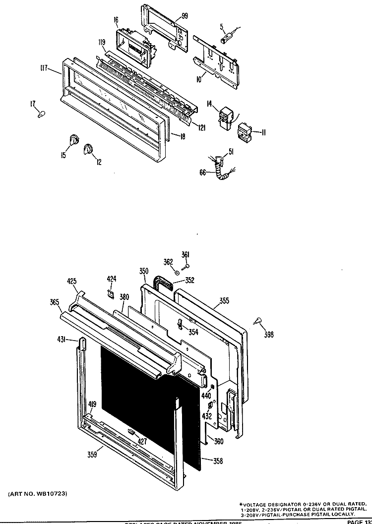 Section Diagram and Parts List for JRP03G*J3  General Electric Wall Oven