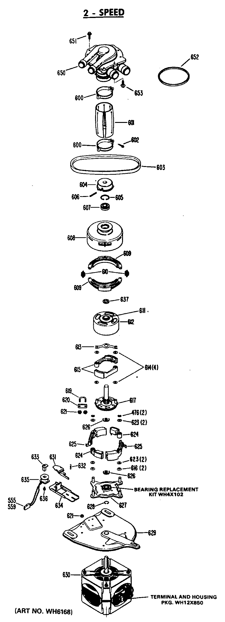 2 - SPEED Diagram and Parts List for WWT2450GAV  General Electric Washer