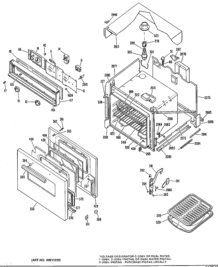 Section Diagram and Parts List for JKS06*J4  General Electric Wall Oven