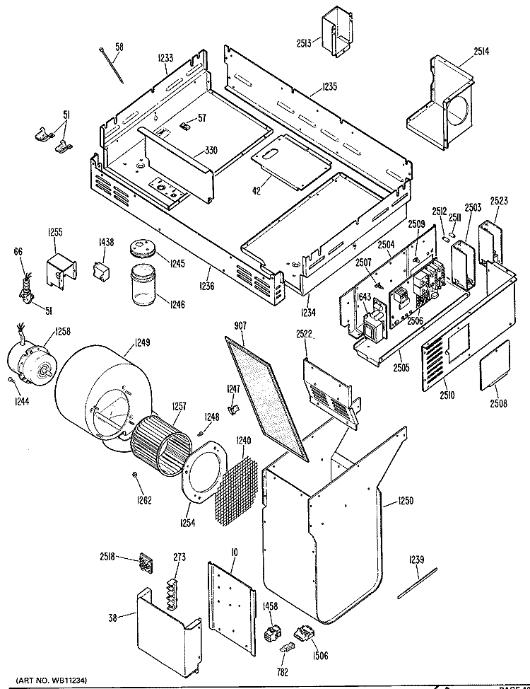Section Diagram and Parts List for JP678B9K2  General Electric Cooktop