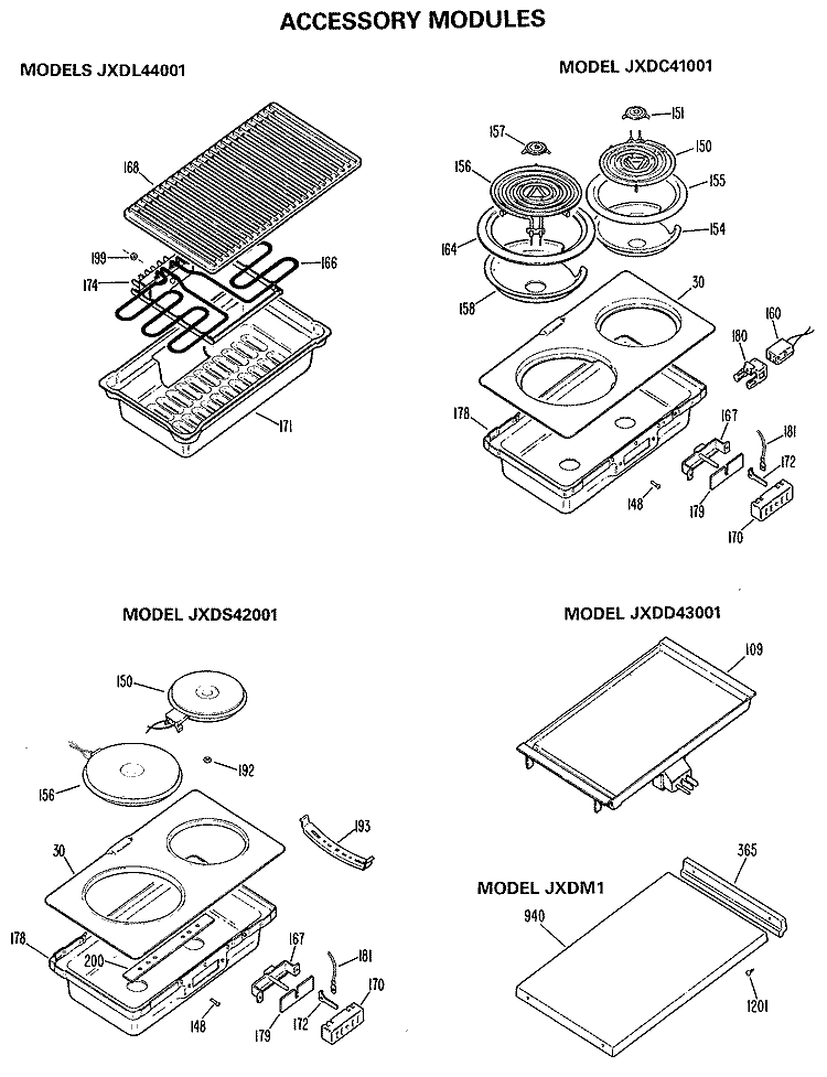 ACCESSORY MODULES Diagram and Parts List for JP678B9K2  General Electric Cooktop