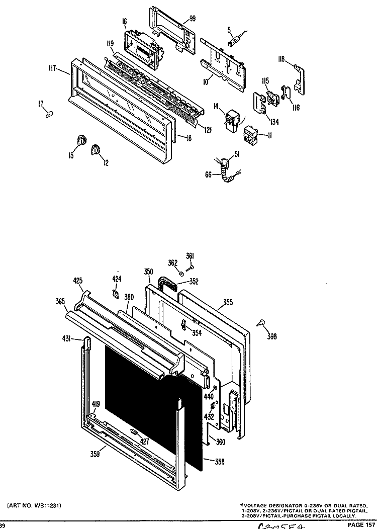 Section Diagram and Parts List for JRP14G*J5  General Electric Wall Oven