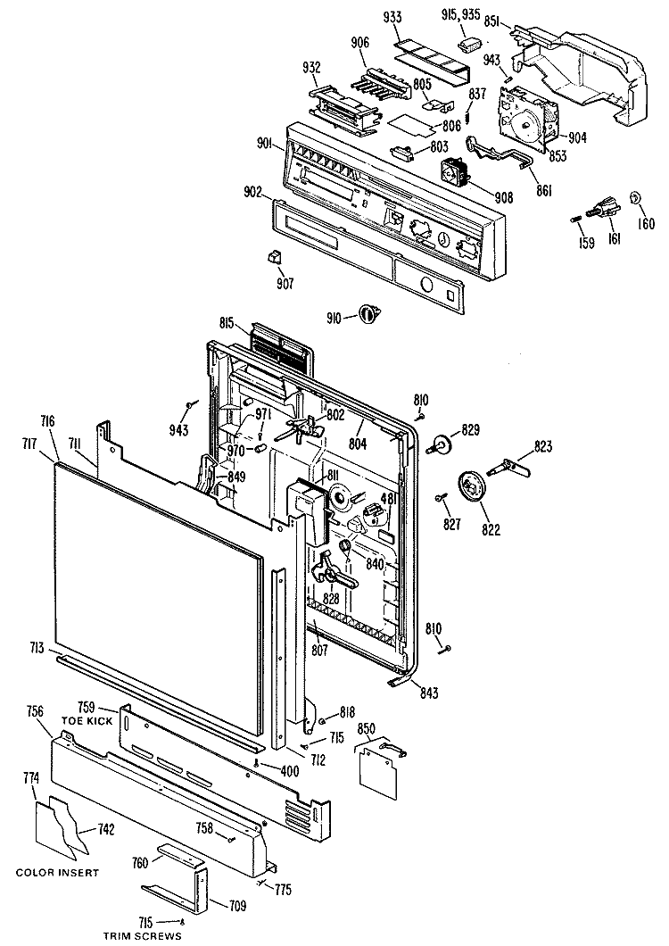 Section Diagram and Parts List for GSD790L-01  General Electric Dishwasher
