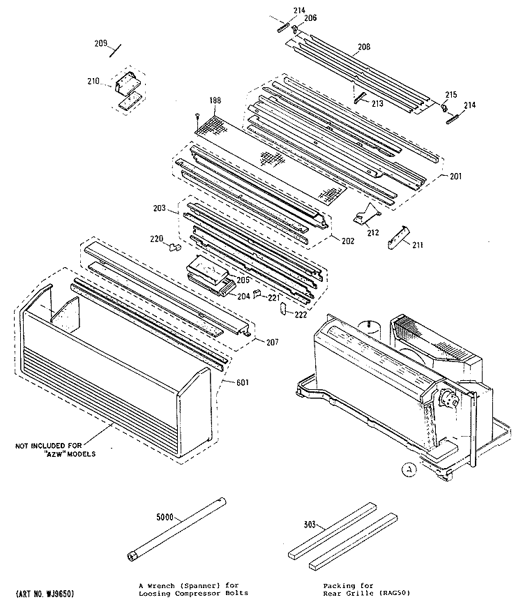 Section Diagram and Parts List for AZC206DBV2  General Electric Air Conditioner