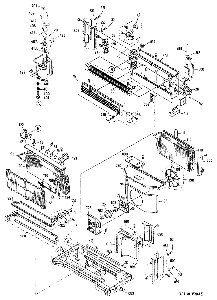 Section Diagram and Parts List for AZC206DBV2  General Electric Air Conditioner